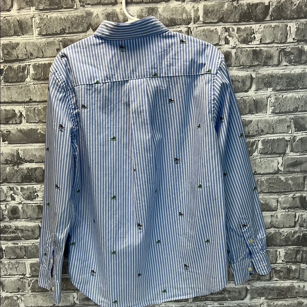 Boy's Ralph Lauren Blue Casual Button Down‎ Shirt with Stripes